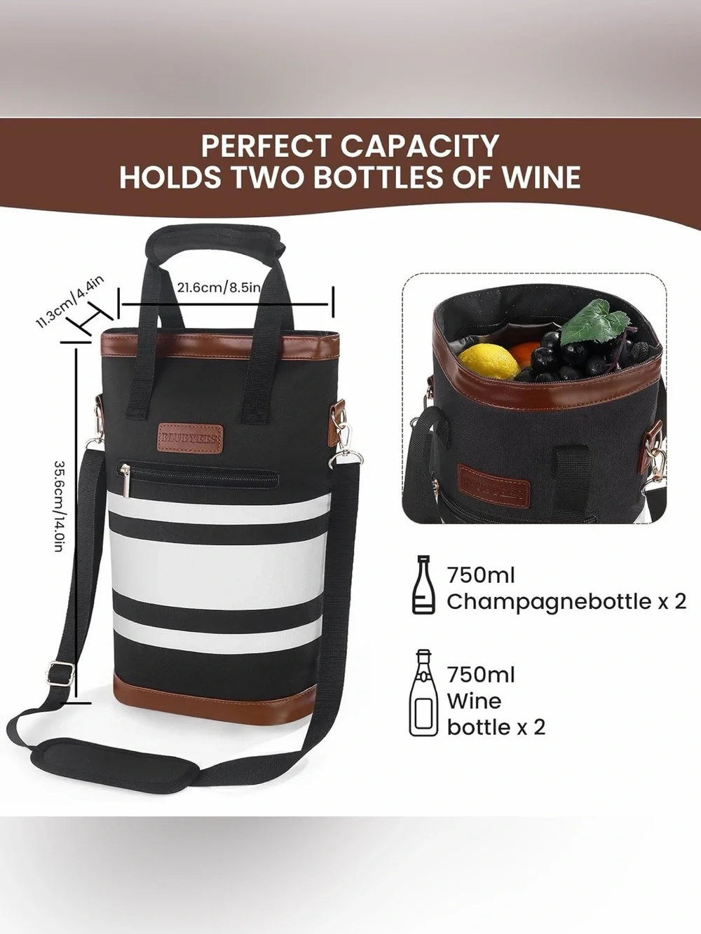 BLUBYEES Insulated Wine Travel Bag